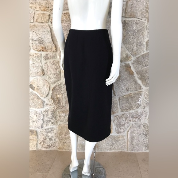 Vintage 1990s Anne Klein II Black Tuxedo Stripe Wrap Front Skirt Classic Elegant - Picture 11 of 16